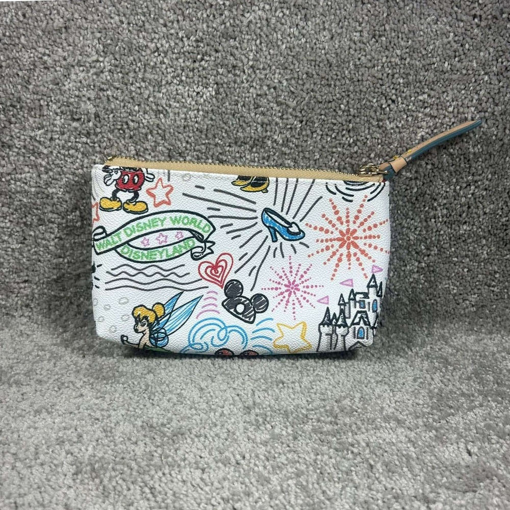 Dooney & Bourke Disney Parks Sketch Cosmetic Bag White Multi Mickey Minnie - Picture 5 of 7